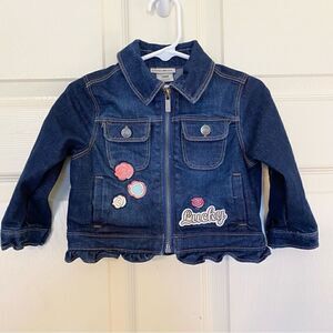 Lucky Brand Denim Jacket Girls Toddler Size 3T Full Zip Embroiled Flowers